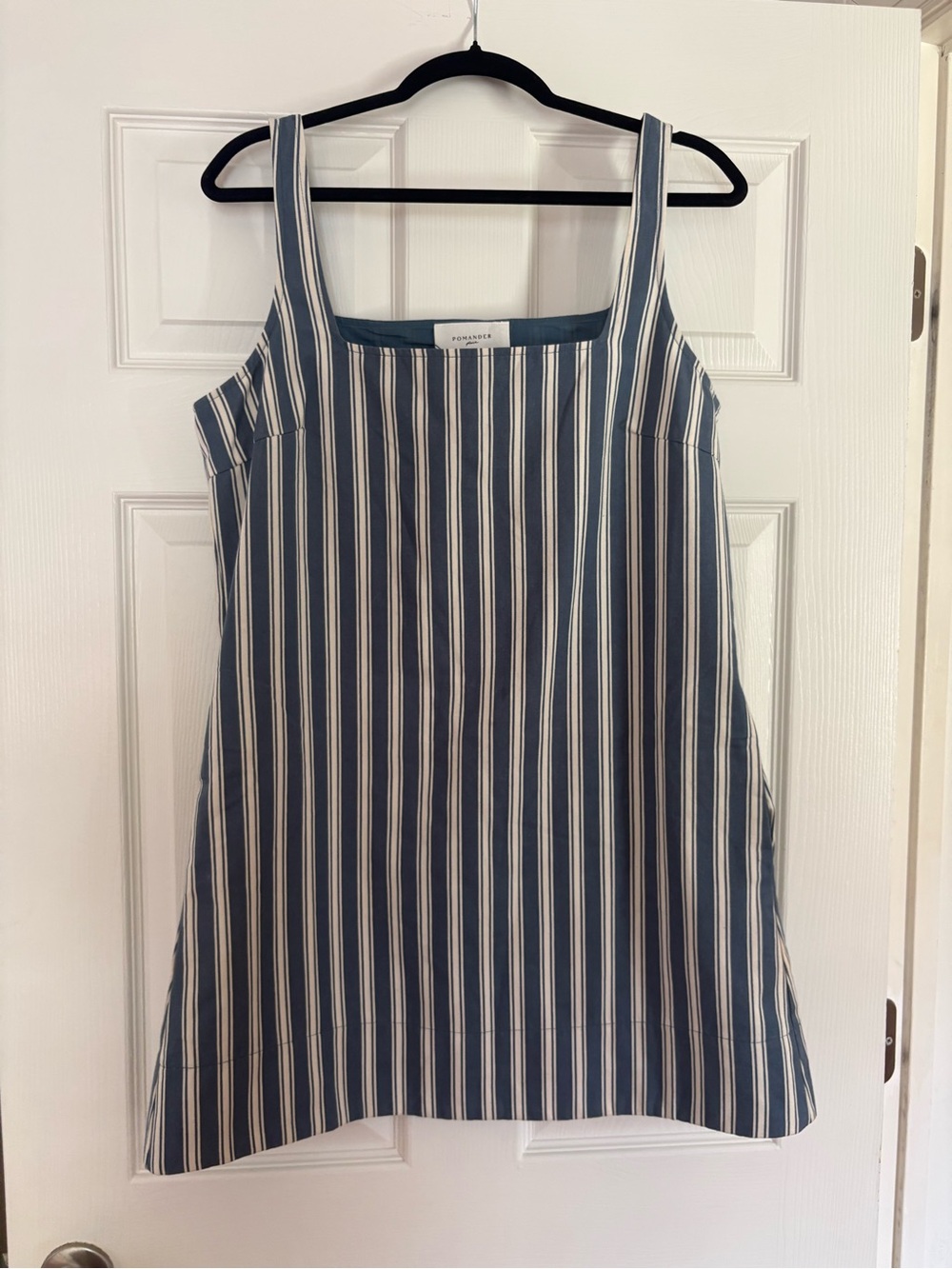 Tuckernuck Pomander Blue and White Striped Square-Neck Dress